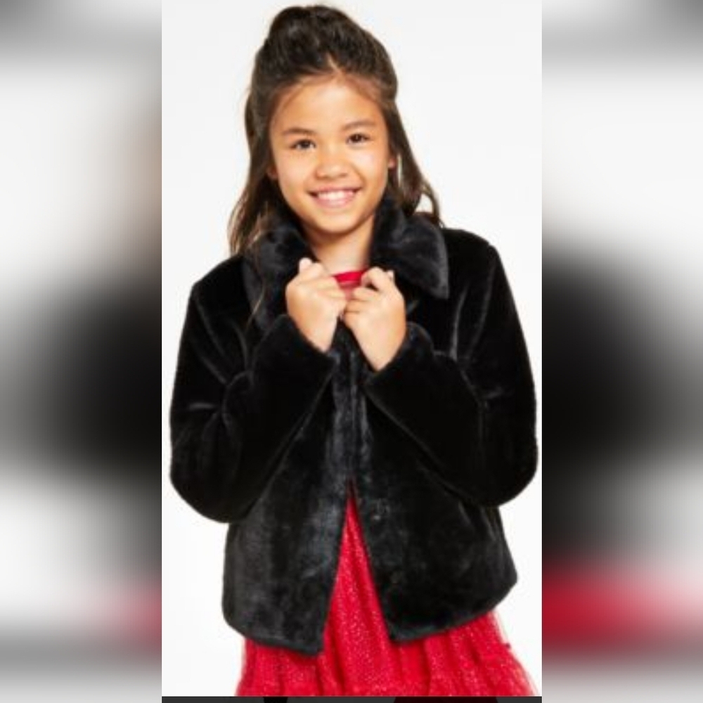 Epic Threads Kids Faux Fur Jacket - Black Size S